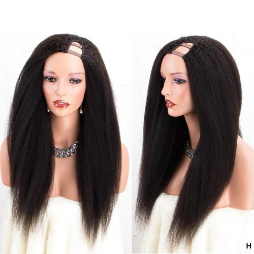 U Part Wig Kinky Straight Human Hair Wigs For Black Women Bath & Beauty Coily Hair Care