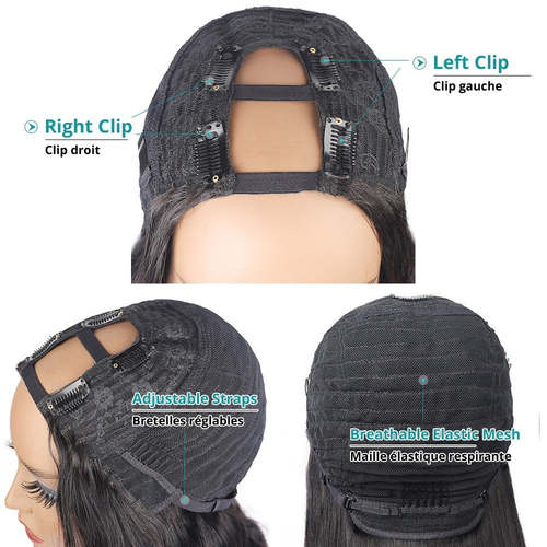 U Part Wig Kinky Straight Human Hair Wigs For Black Women Bath & Beauty Coily Hair Care
