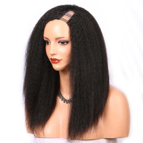 U Part Wig Kinky Straight Human Hair Wigs For Black Women Bath & Beauty Coily Hair Care