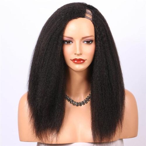 U Part Wig Kinky Straight Human Hair Wigs For Black Women Bath & Beauty Coily Hair Care
