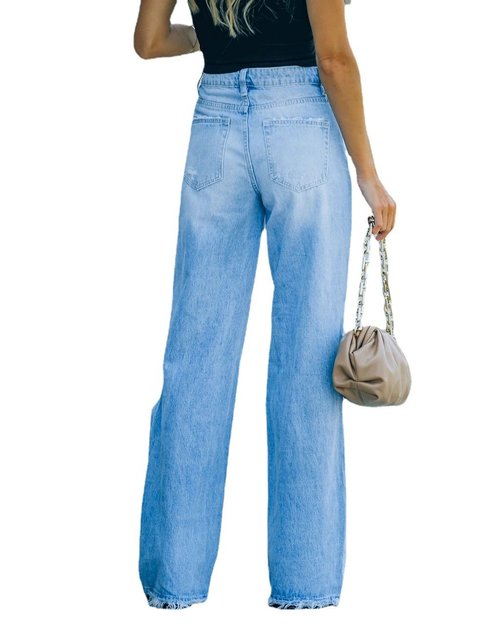 Women's High Waist Wide Leg Denim Pants Jeans Coily Hair Care
