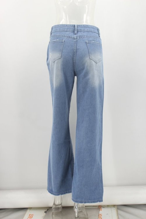 Women's High Waist Wide Leg Denim Pants Jeans Coily Hair Care