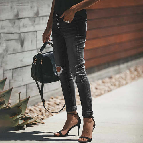Women's Ripped High Waist Stretch Casual Skinny Jeans Jeans Coily Hair Care