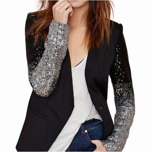 Womens Blazer with Sequins Sleeve Jackets & Coats Coily Hair Care