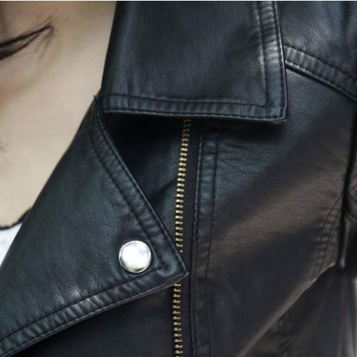 Womens Cropped Faux Leather Jacket Jackets & Coats Coily Hair Care