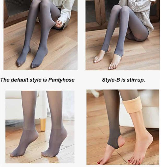 Faux Translucent Legs Warm Fleece Lined Pantyhose Tights