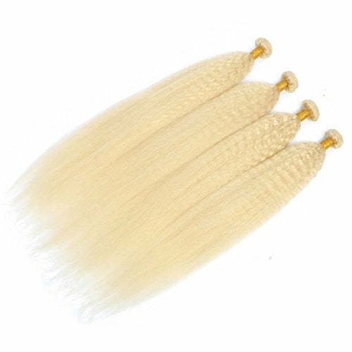 #1B/613 Blonde Kinky Straight Sew In Hair Weft with Lace FRONTALS Kinky Straight Sew In Hair Weft Coily Hair Care 