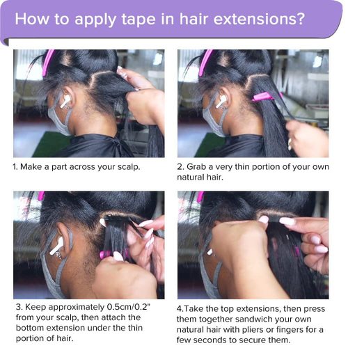20 pcs Kinky Straight Tape In Human Hair Extensions Natural Hair Care Product Coily Hair Care 