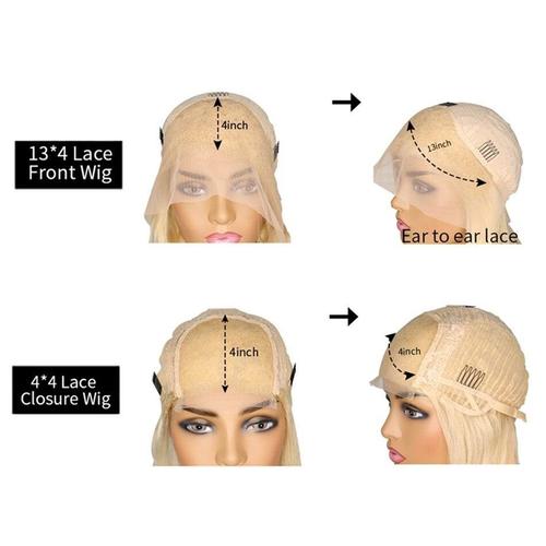 200% Density Kinky Straight 613 Blonde Lace Frontal Wigs Human Hair Wig Coily Hair Care 