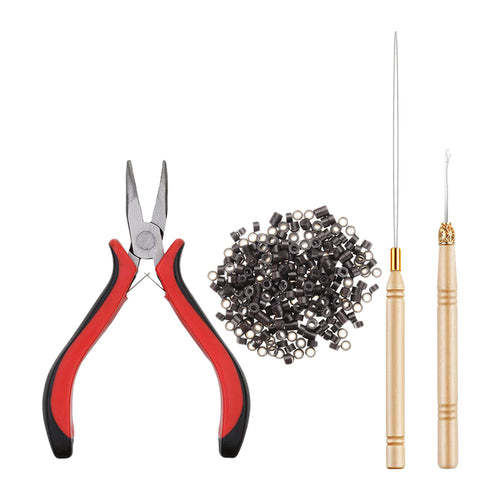 500pcs Micro Link Rings Plier Hook Pulling Needle Tools Set Natural Hair Care Product Coily Hair Care 