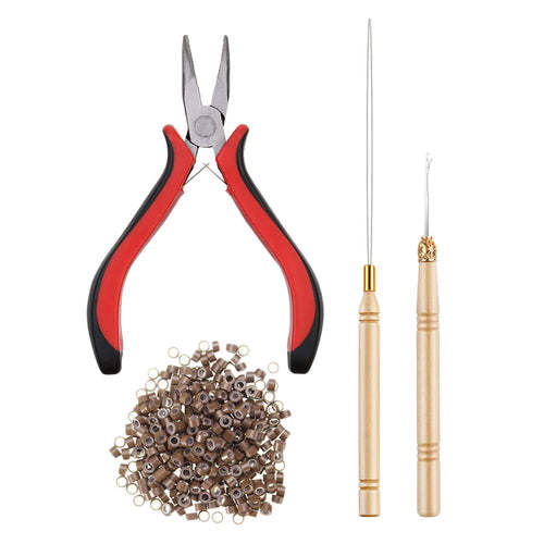 500pcs Micro Link Rings Plier Hook Pulling Needle Tools Set Natural Hair Care Product Coily Hair Care 
