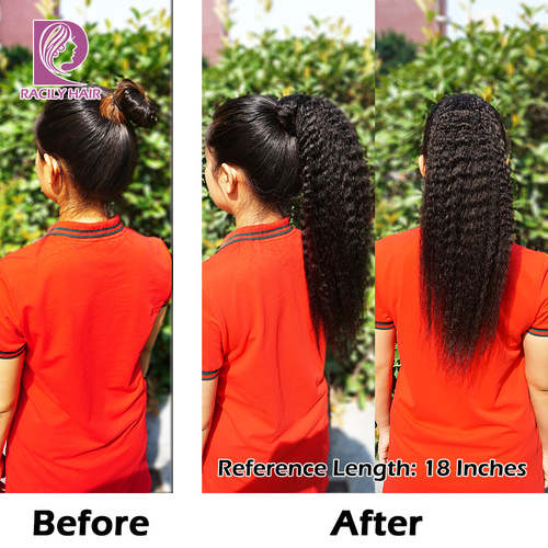 Afro Kinky Straight Pony Tail Remy Wrap Around Haircare AliExpress 