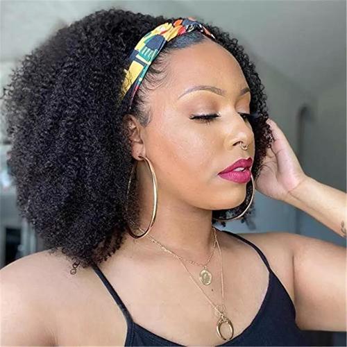 BeuMax Headband Afro Kinky Curly Scarf Human Hair Wigs Bath & Beauty Coily Hair Care 