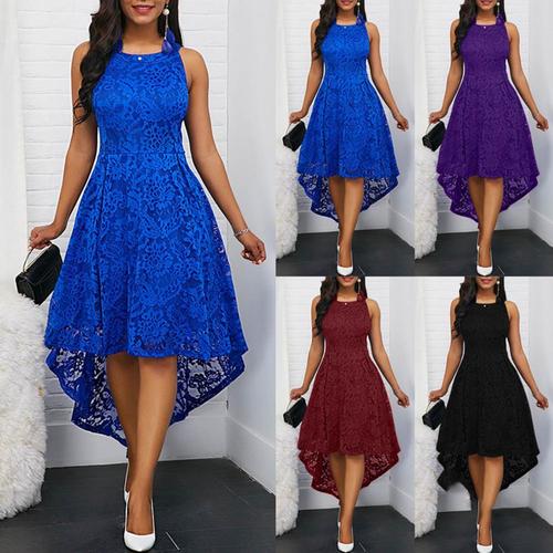 Hi Low Solid Color Sleeveless Lace Dress Dresses For Women AliExpress 