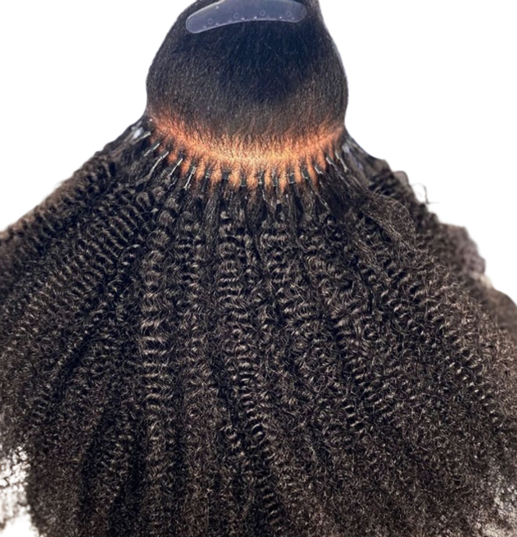 natural kinky curly coily i tip microlink human hair extentions 