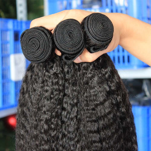 Kinky Straight Bundles Yaki Human Hair Bundles Weave Unprocessed Kinky Coily Curly Hair Extentions Coily Hair Care 