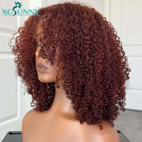 Reddish Brown Human Hair Wig Natural Afro Kinky Curly Other AliExpress 