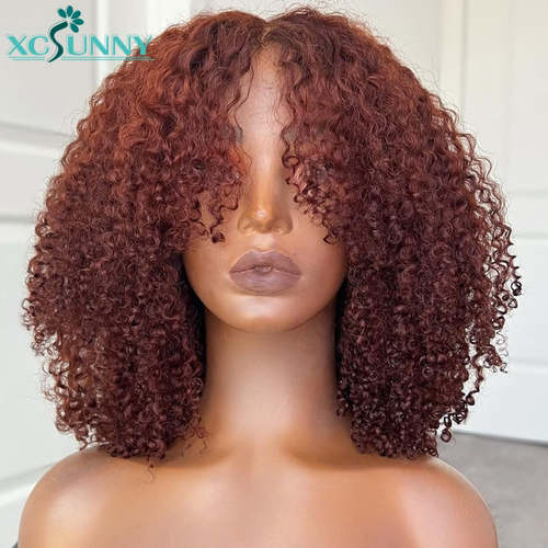 Reddish Brown Human Hair Wig Natural Afro Kinky Curly Other AliExpress 