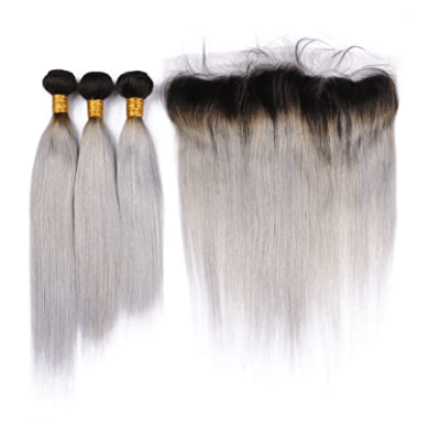 Silver Straight Human Hair Bundles with Closures and Frontals Bath & Beauty Coily Hair Care 