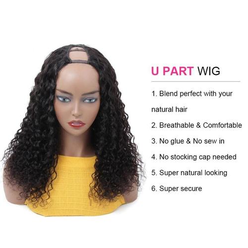 U Part Wig Deep Wave Human Hair Wigs Human Hair Wigs Coily Hair Care 