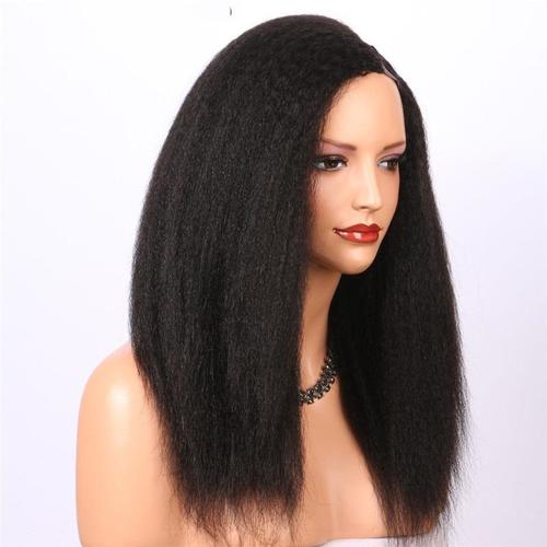 U Part Wig Kinky Straight Human Hair Wigs For Black Women Bath & Beauty Coily Hair Care 