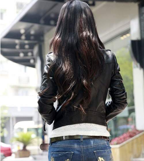Womens Cropped Faux Leather Jacket Jackets & Coats Coily Hair Care 