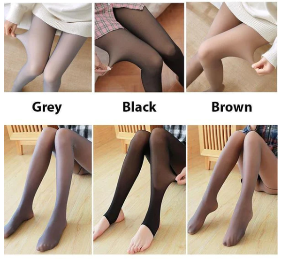 Faux Translucent Legs Warm Fleece Lined Pantyhose Tights